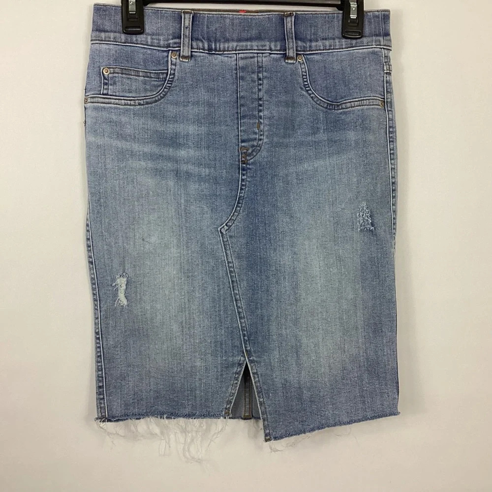 Spanx Distressed Denim Skirt Size Small